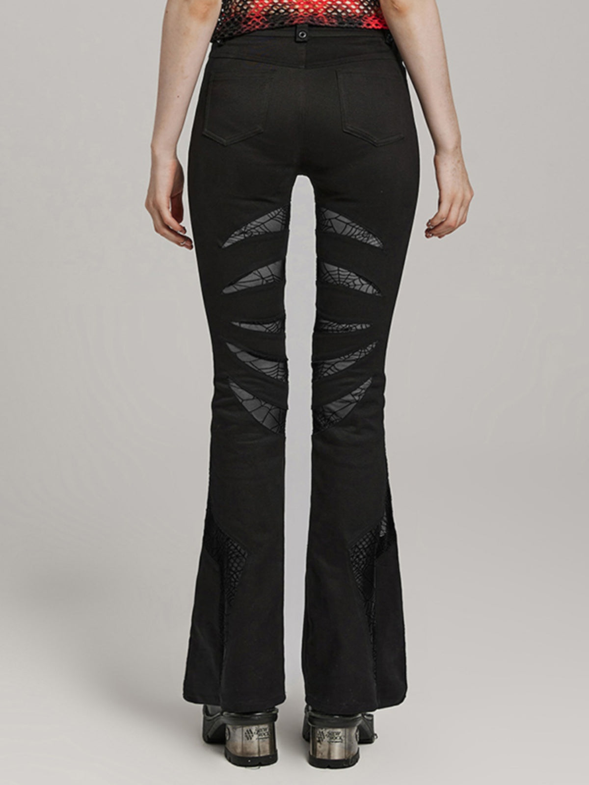 Goth Web Cutout Flared Pants