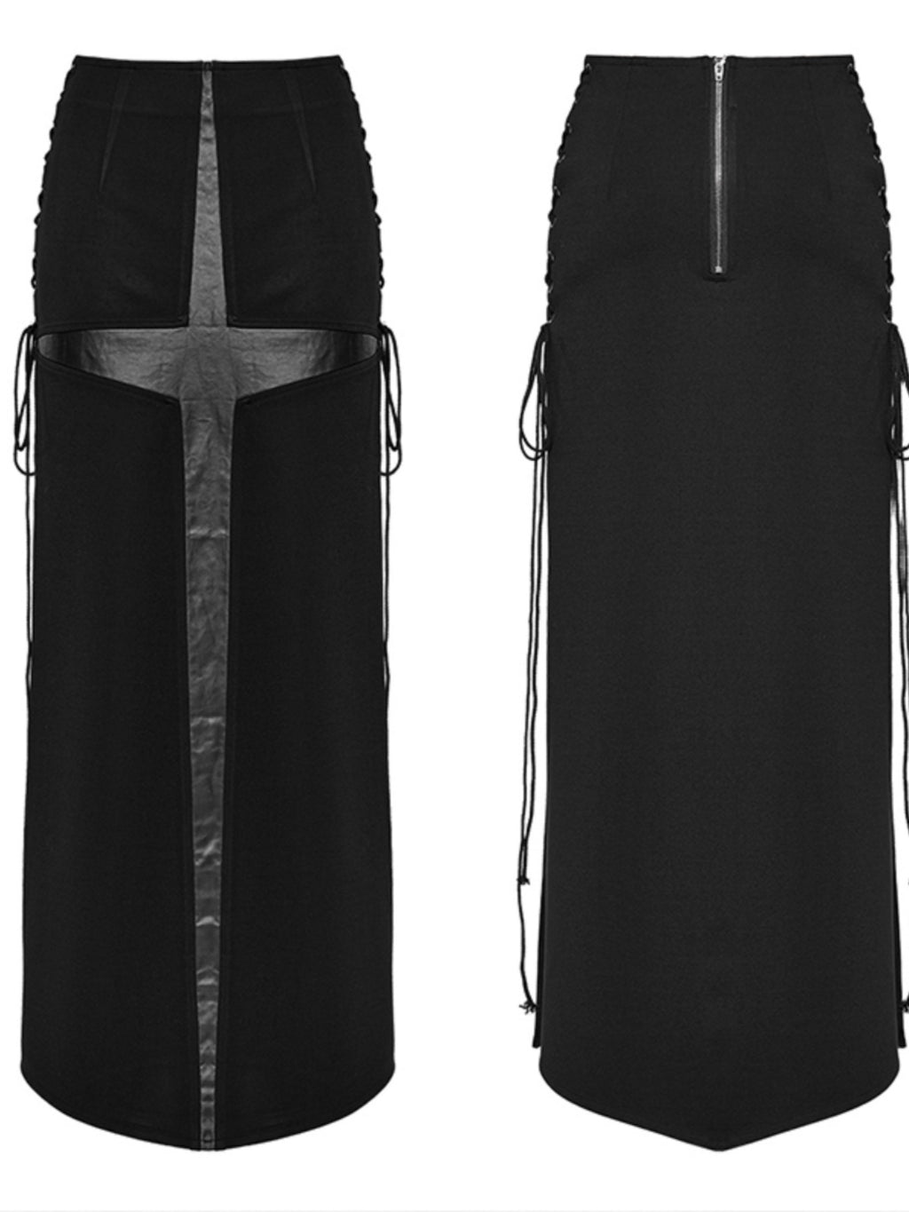 High-slit punk bodycon maxi skirt
