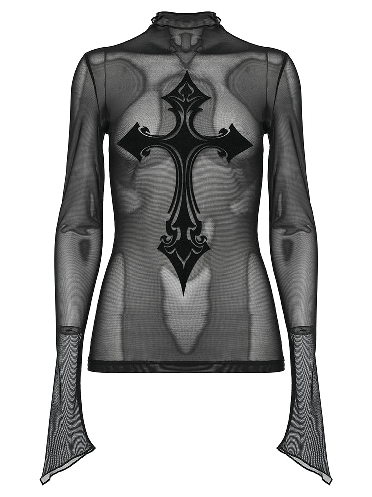Sheer Mesh Gothic Slim Tee