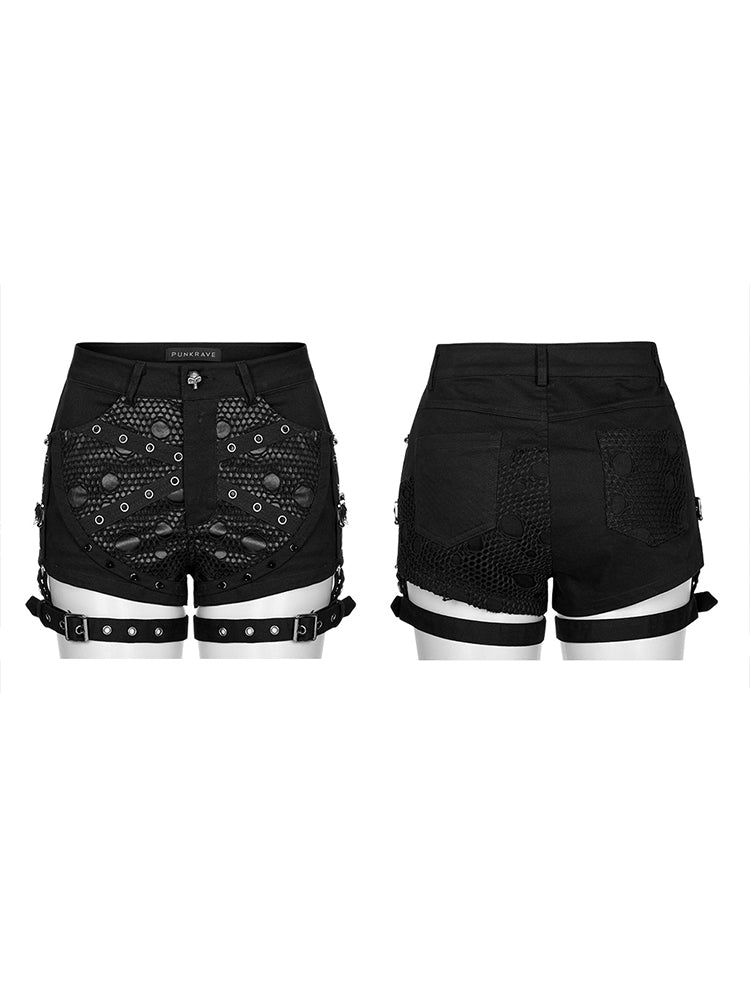 Punk Wide-Leg Ripped Denim Shorts