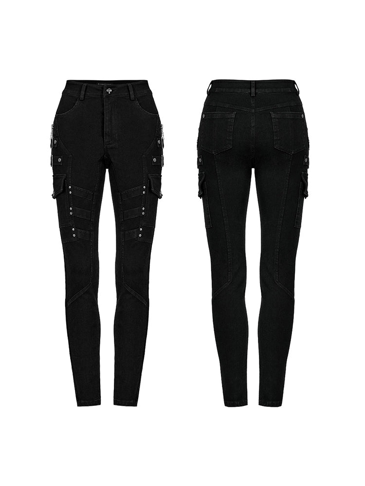 Black Stretch Skinny Punk Jeans
