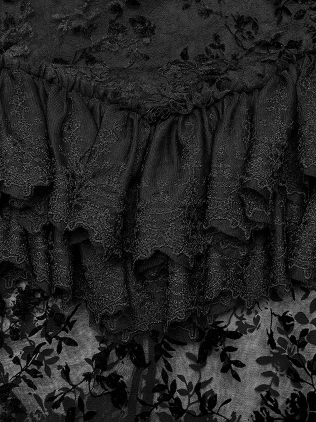 Punk Mesh Lace Midi Skirt