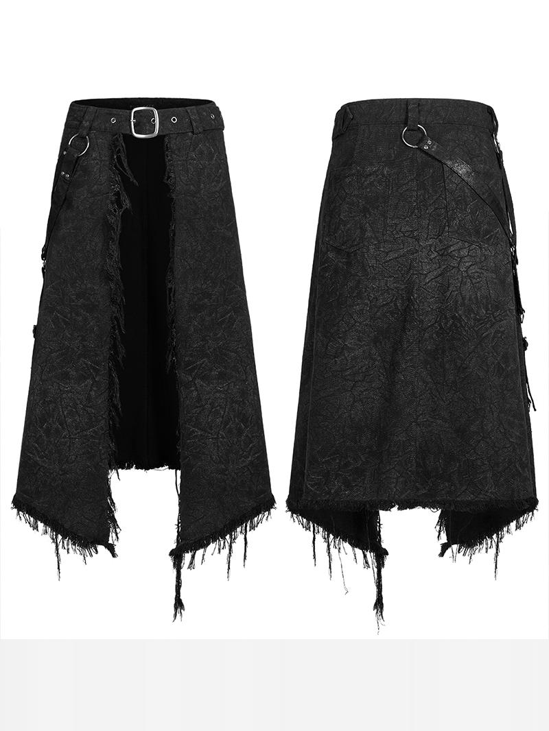 Goth asymmetric stage kilt-pants