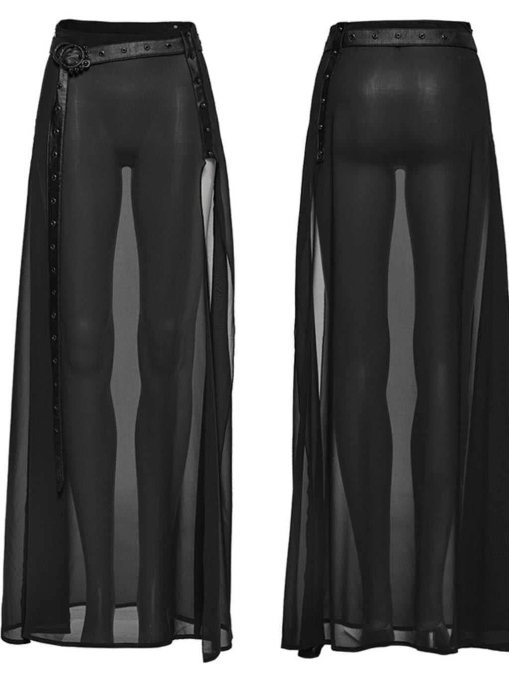 Goth sheer slit mesh maxi skirt