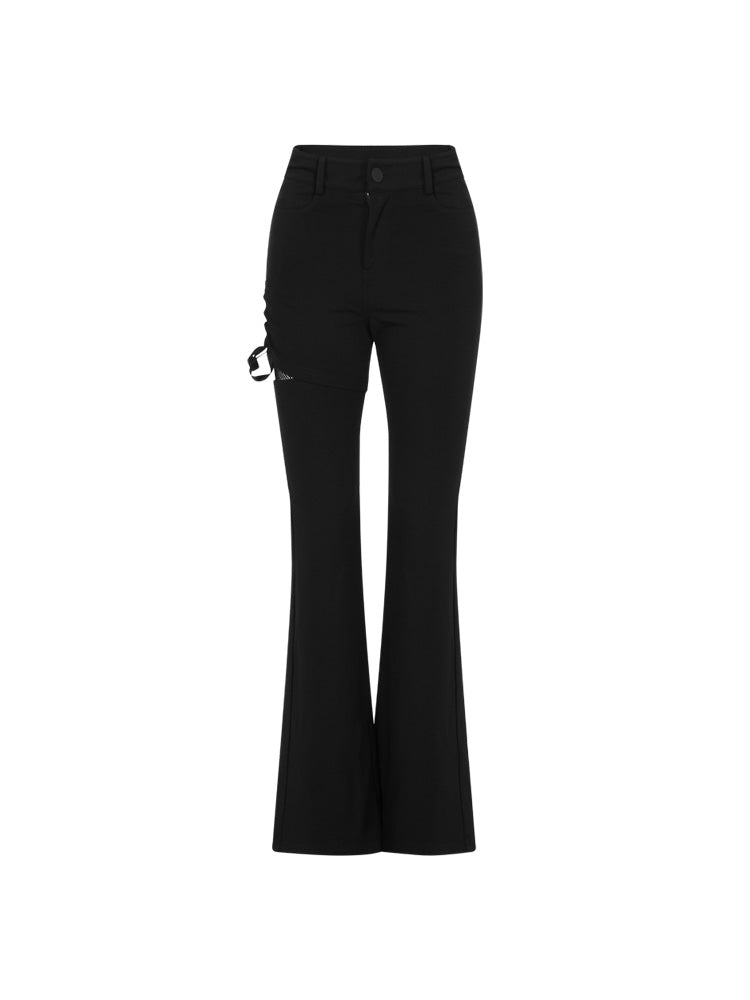 Vintage High-Waist Flared Hole Pants