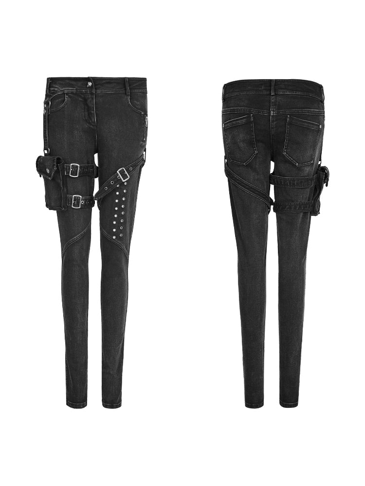 Moto-Style High-Waist Skinny Jeans