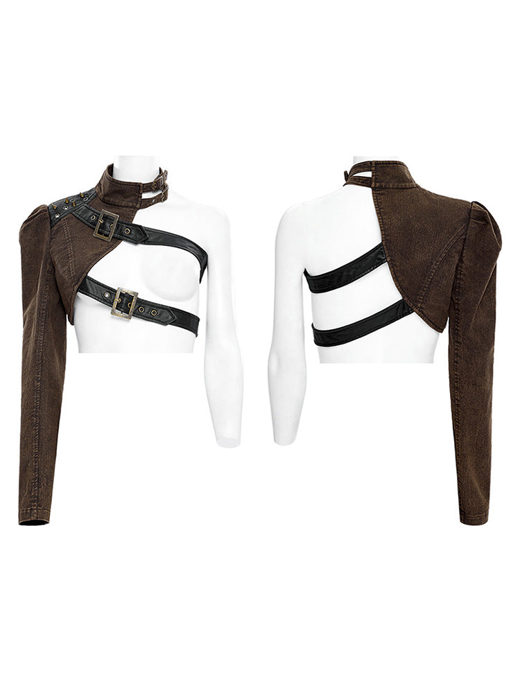 Punk Cropped Shoulder Cape Jacket