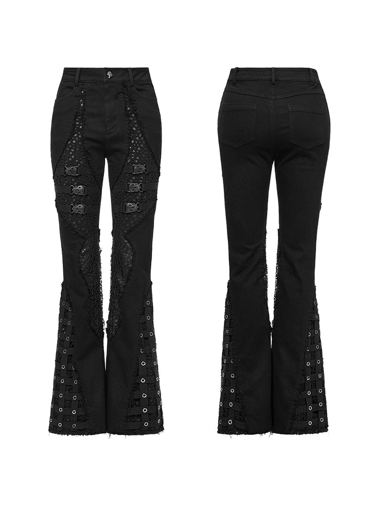 Punk Ripped Flared Jeans Women