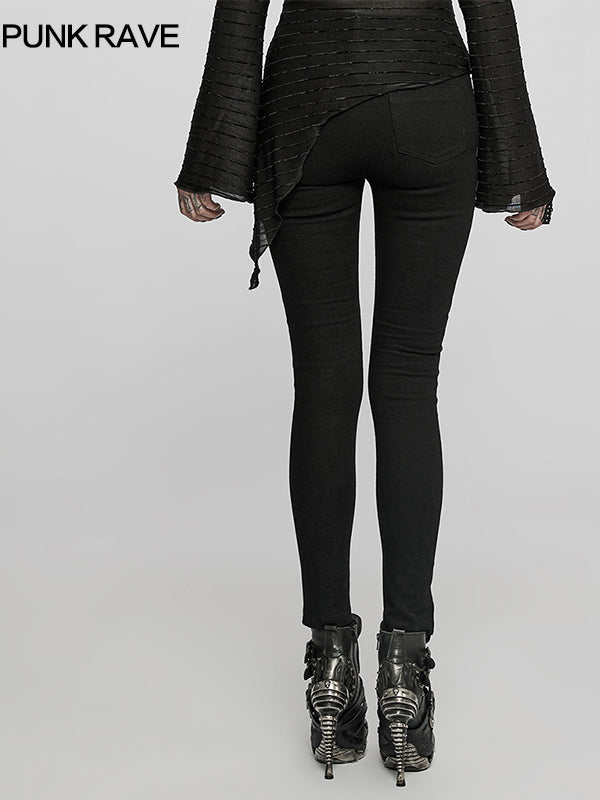 High-Waist Black Punk Leggings