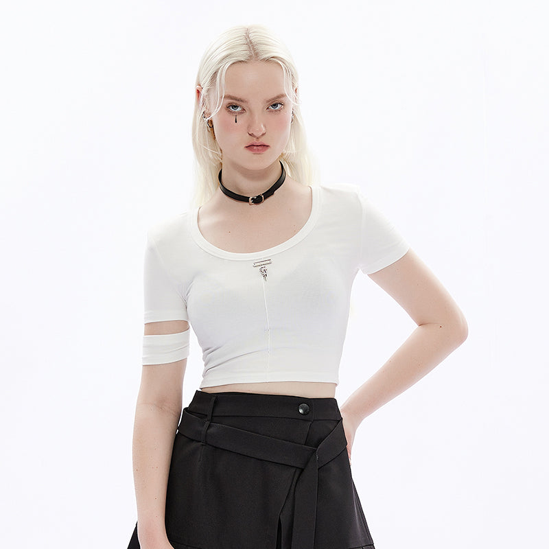 Cropped Knit Tee Summer Top