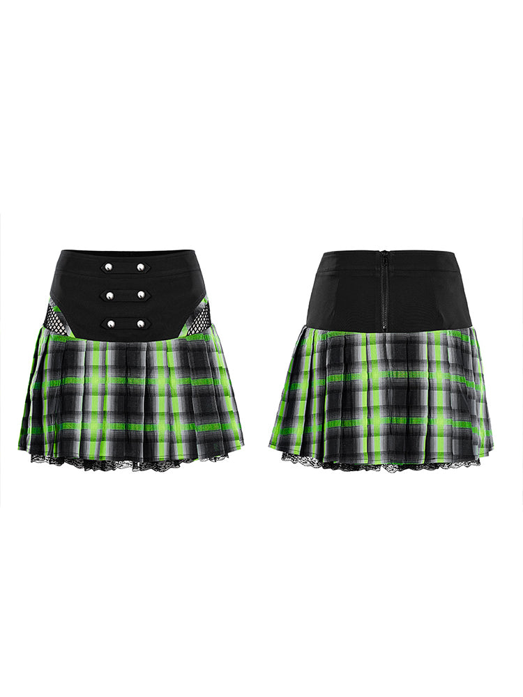 Pleated A-Line Mini Skirt
