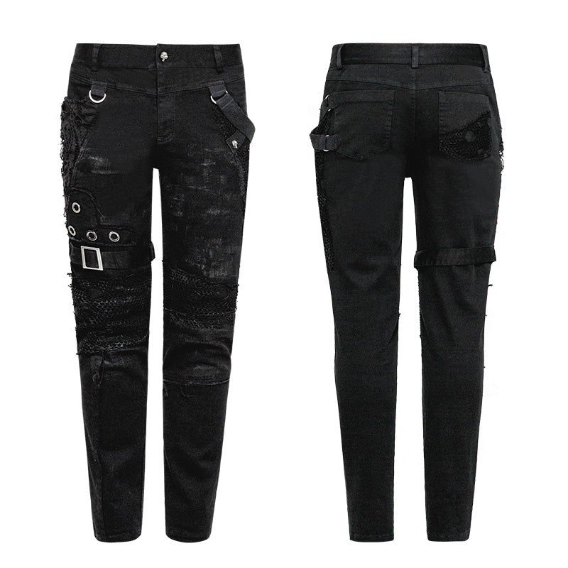 Punk Slim Black Straight Jeans