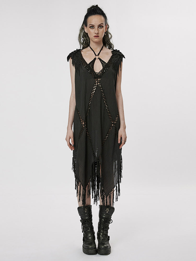 Witch Knit Mesh Maxi Dress