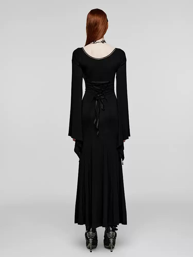 Gothic V-Neck Fitted Maxi Dress