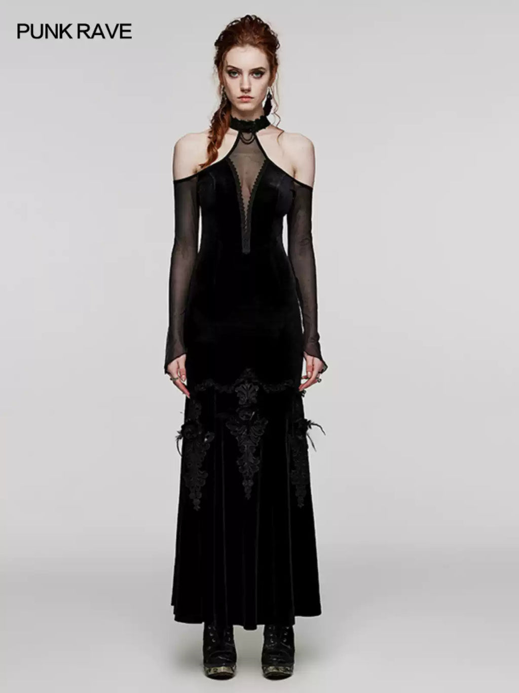 Black Off-Shoulder Fitted Gown