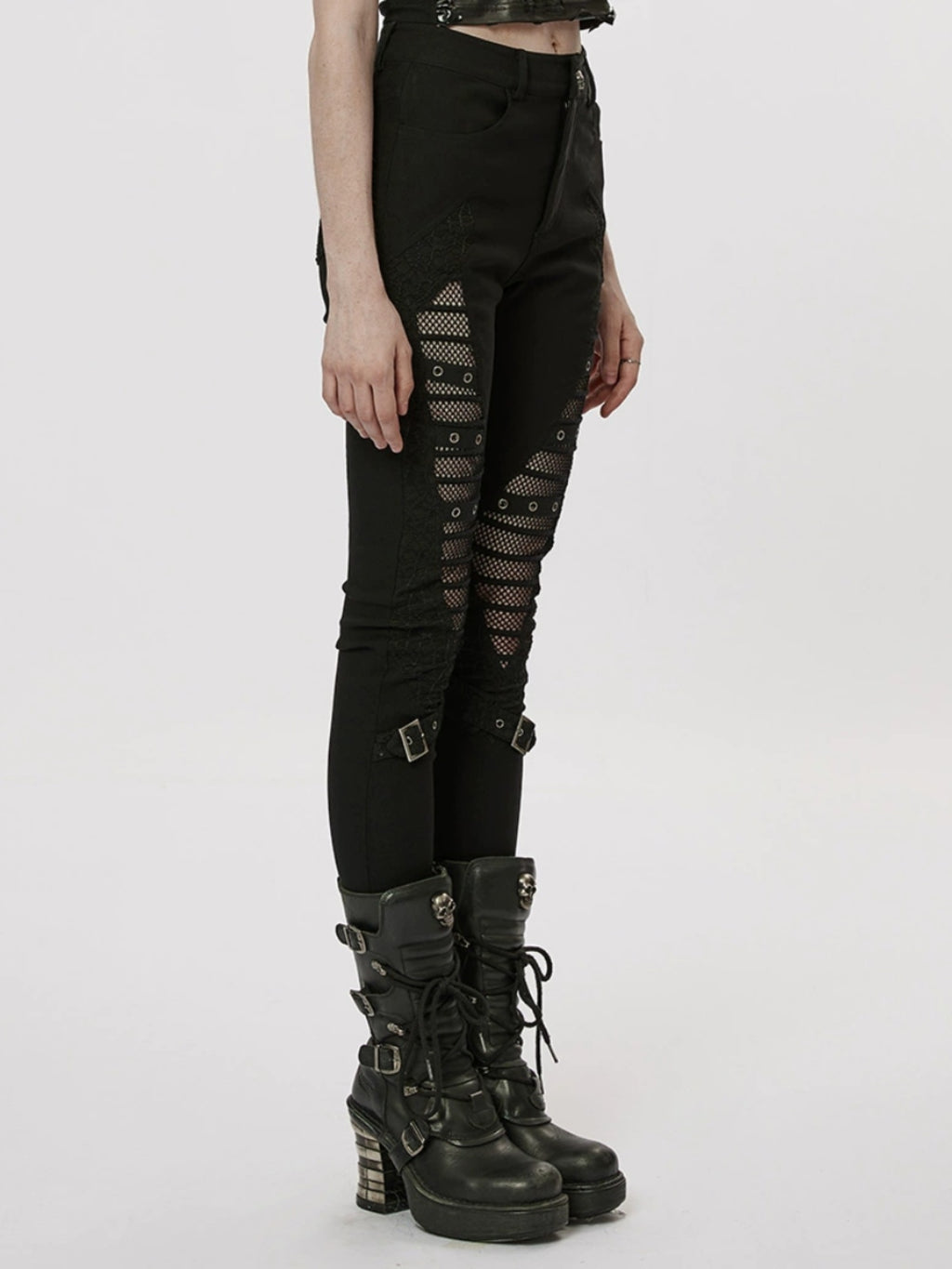 Goth Cutout Skinny Jeans Women
