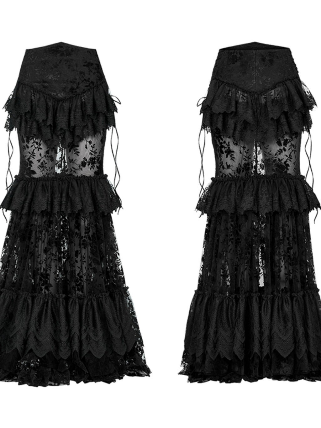 Punk Mesh Lace Midi Skirt