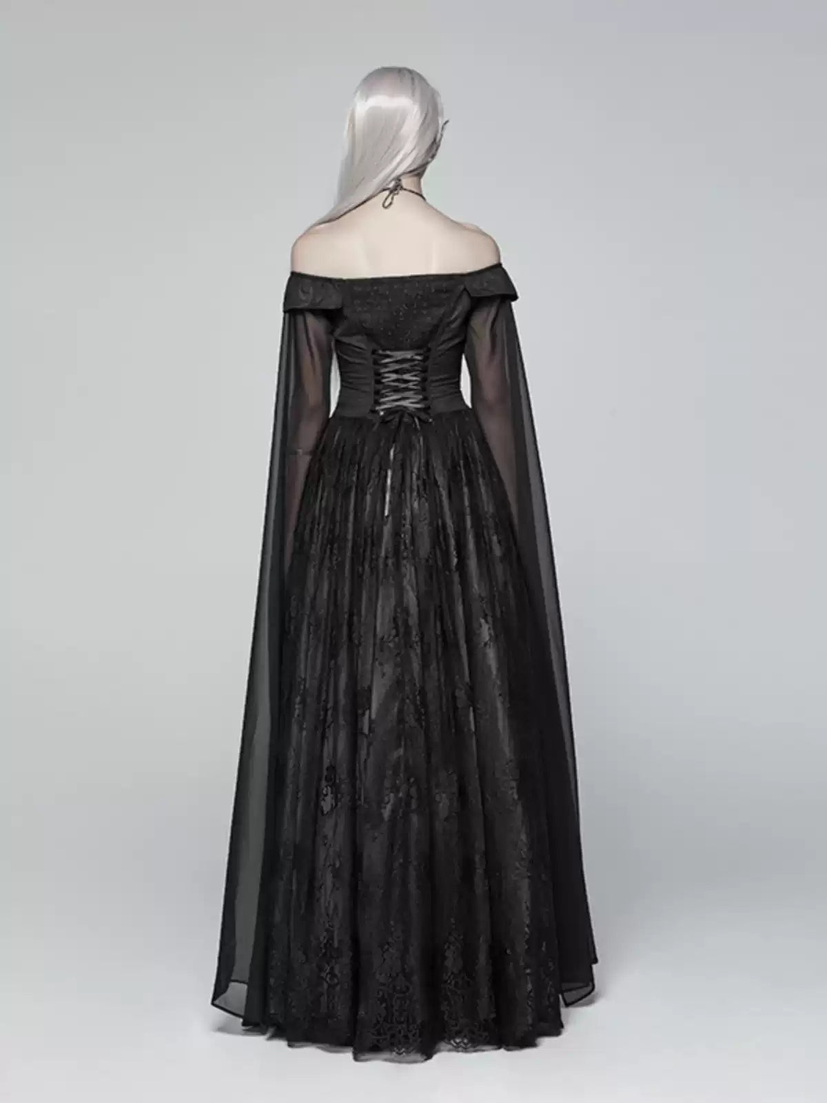Victorian Cape Sleeve Off-Shoulder Gown