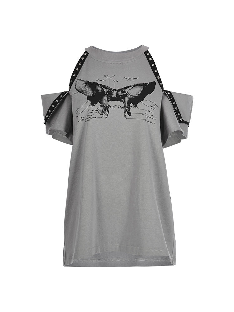 Punk Off-Shoulder Black Tee