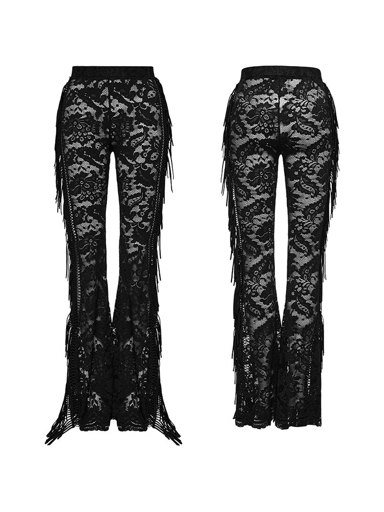 Goth Lace Flared Pants Women