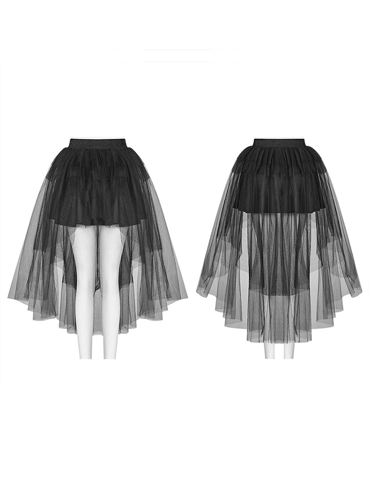 Punk Mesh Lace Midi Skirt