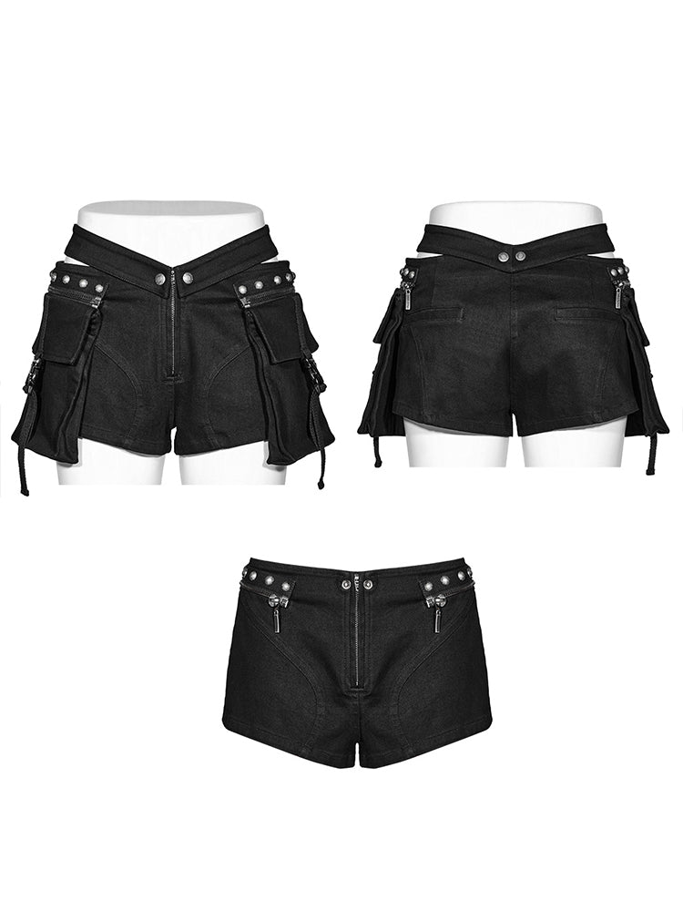 Low-Rise Cutout Utility Hot Shorts