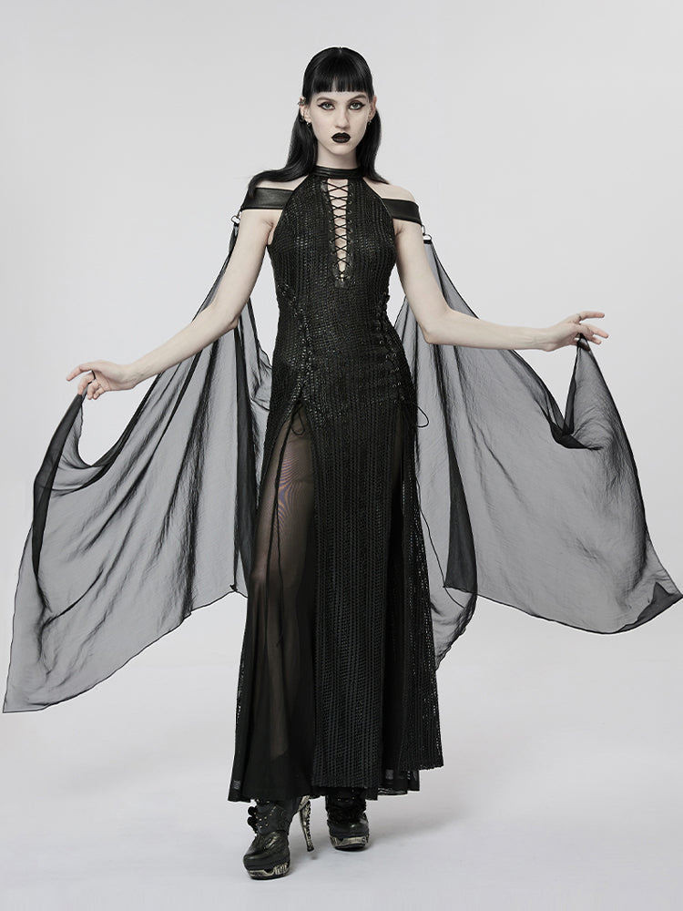 Gothic Cutout V-Neck Maxi Dress