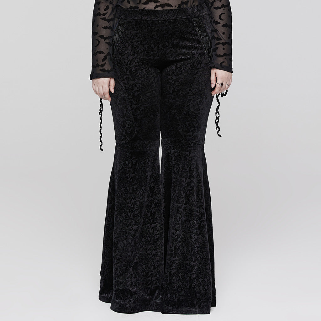 Jacquard Velvet High-Waist Flare Pants
