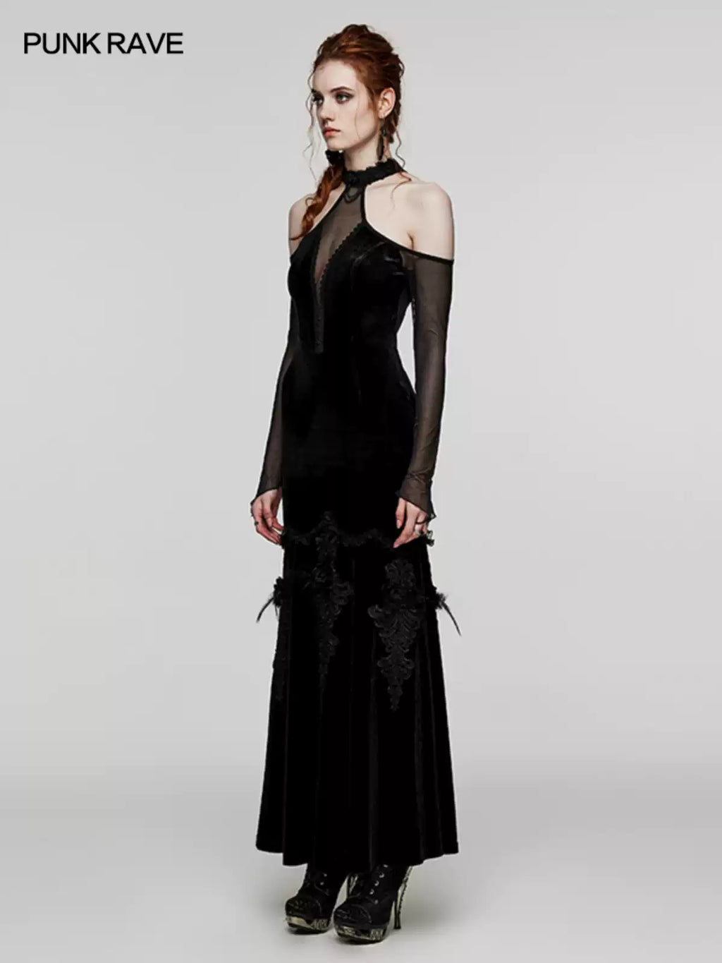Black Off-Shoulder Fitted Gown