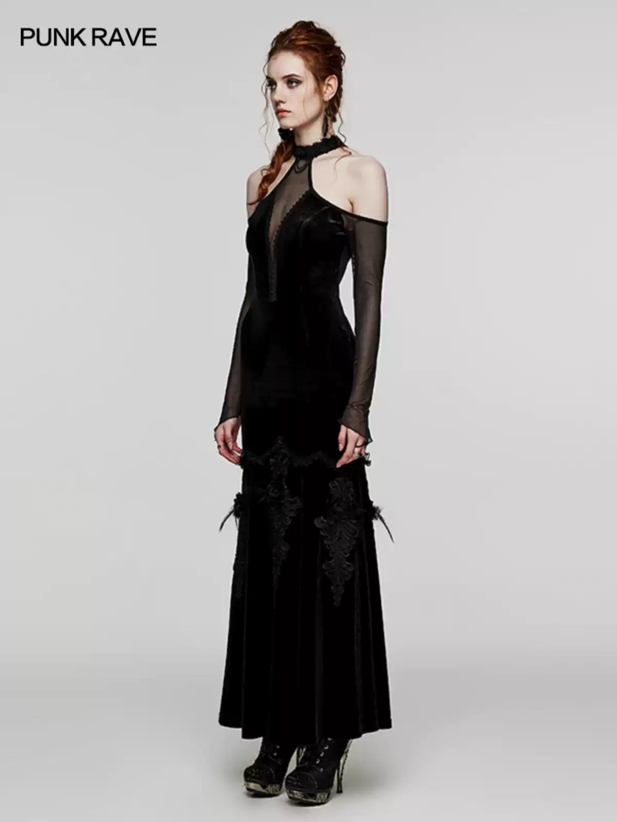 Black Off-Shoulder Fitted Gown