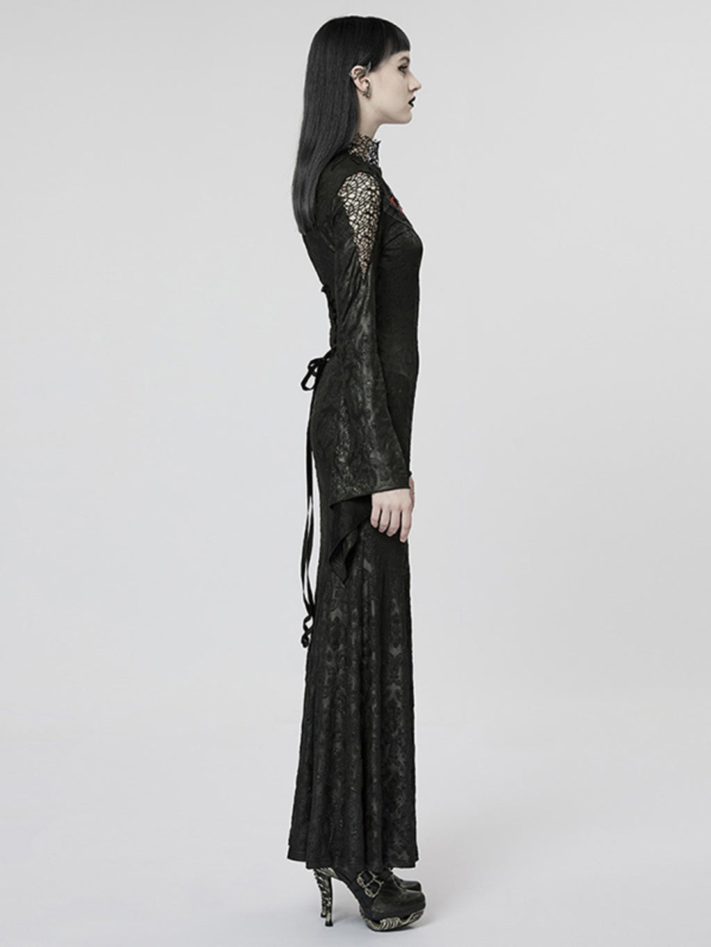 Gothic Print Slit Mermaid Dress