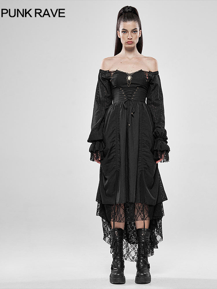 Off-Shoulder Lace Strap Dress