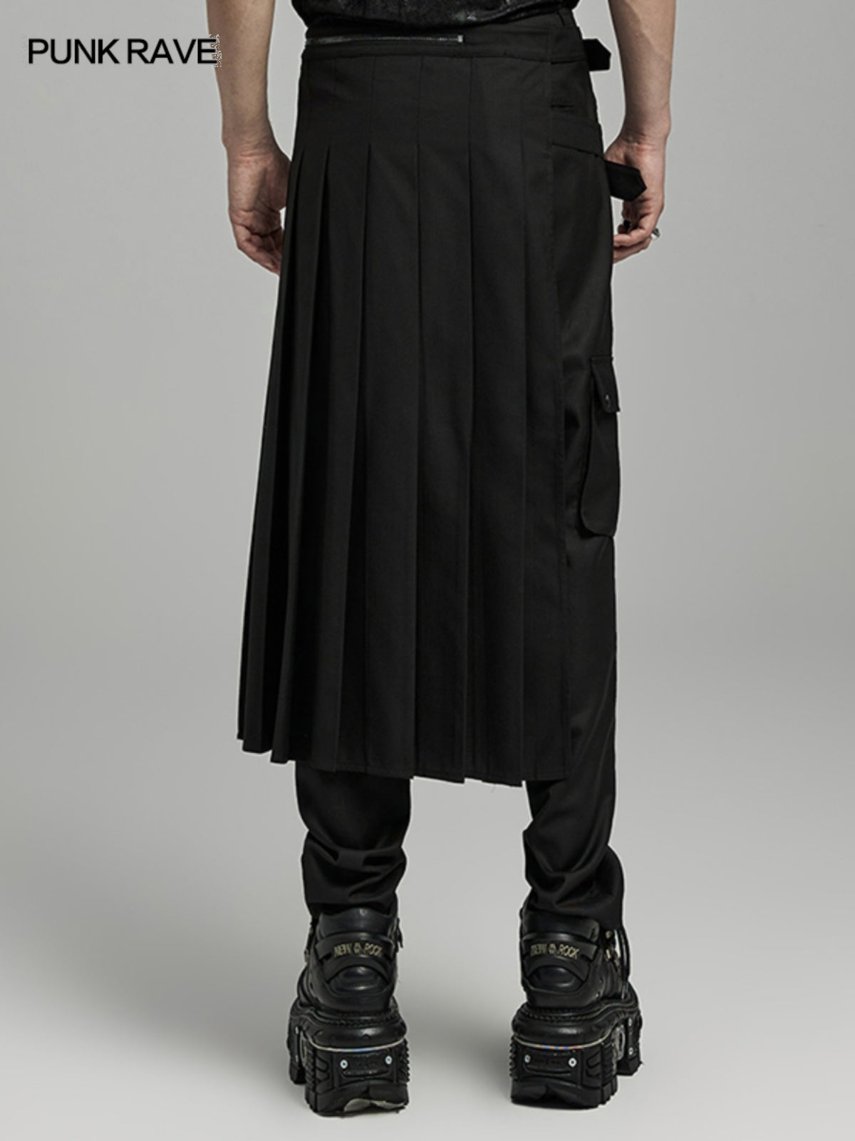 Men’s Asymmetric Split Black Skirt