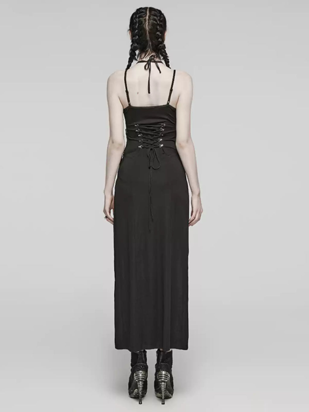 Punk Cutout Halter Slit Dress