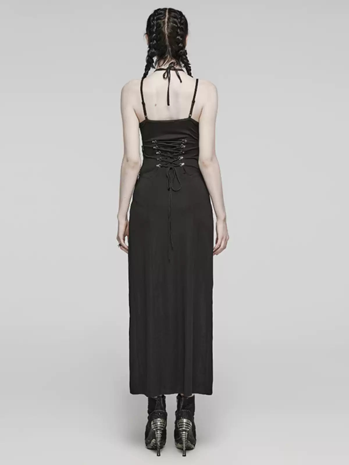 Punk Cutout Halter Slit Dress