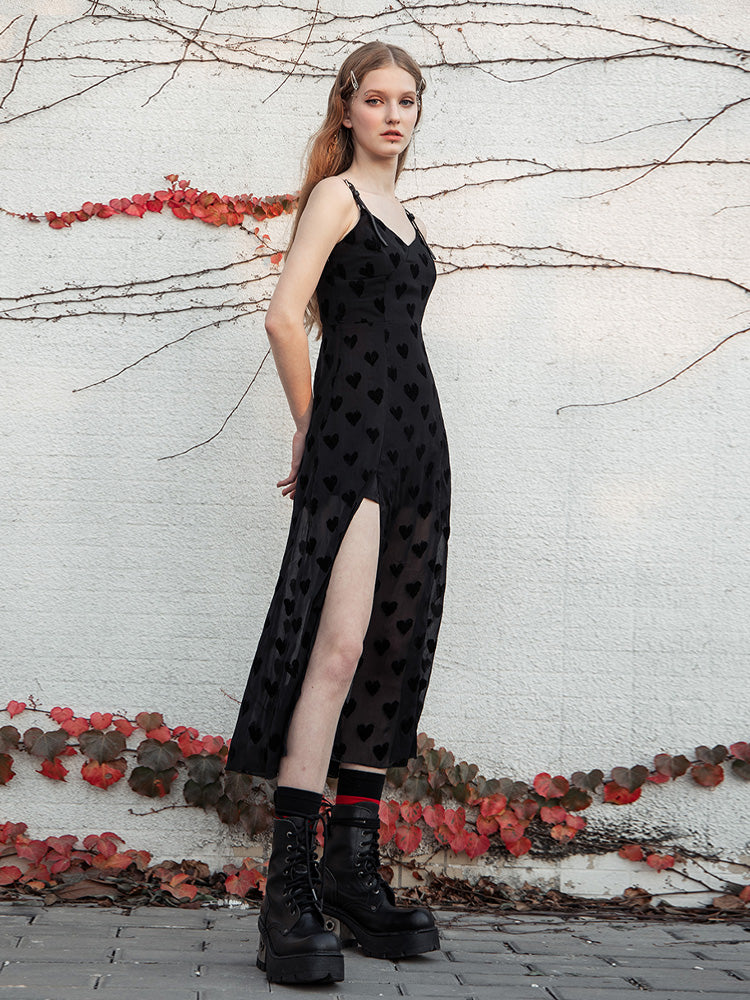 Chiffon Slit Camisole A-Line Dress