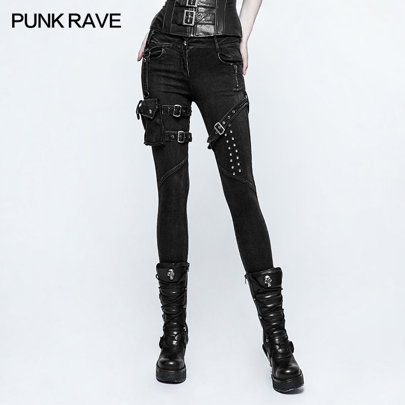 Moto-Style High-Waist Skinny Jeans