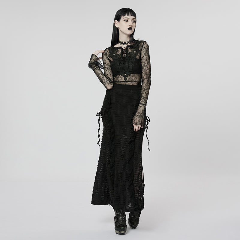 Goth slit bodycon maxi skirt