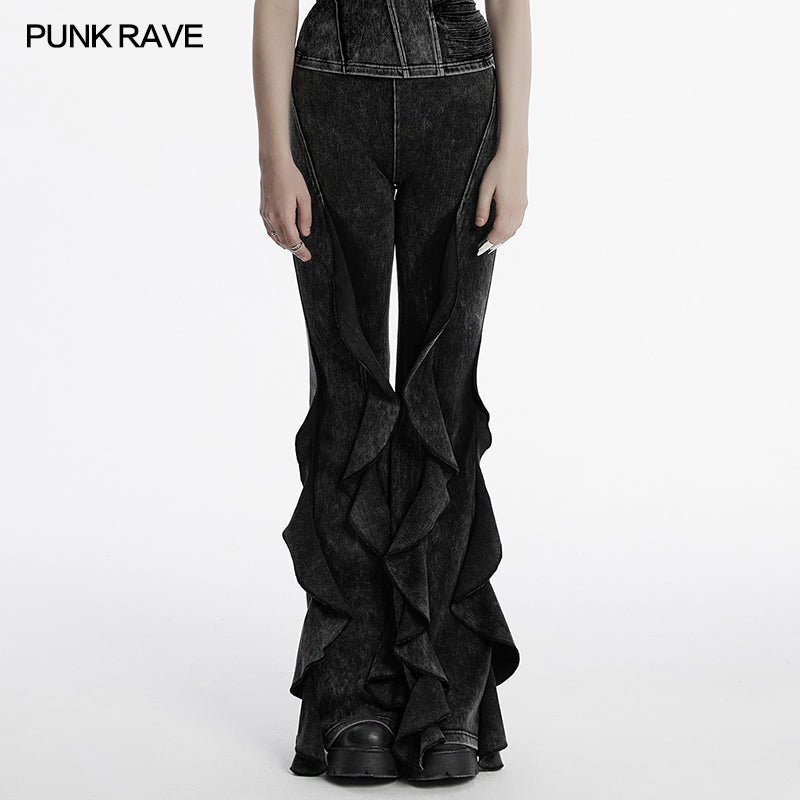 Retro Punk Flared Denim Pants