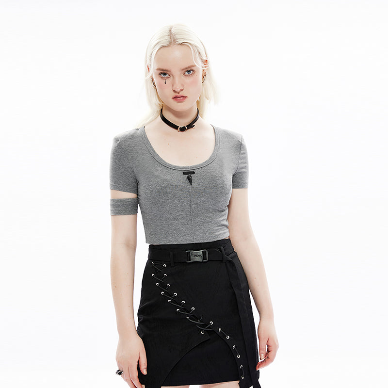 Cropped Knit Tee Summer Top