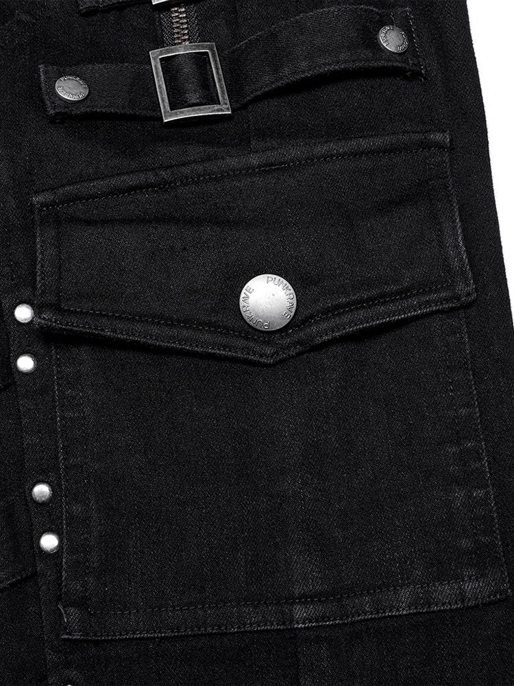 Black Stretch Skinny Punk Jeans
