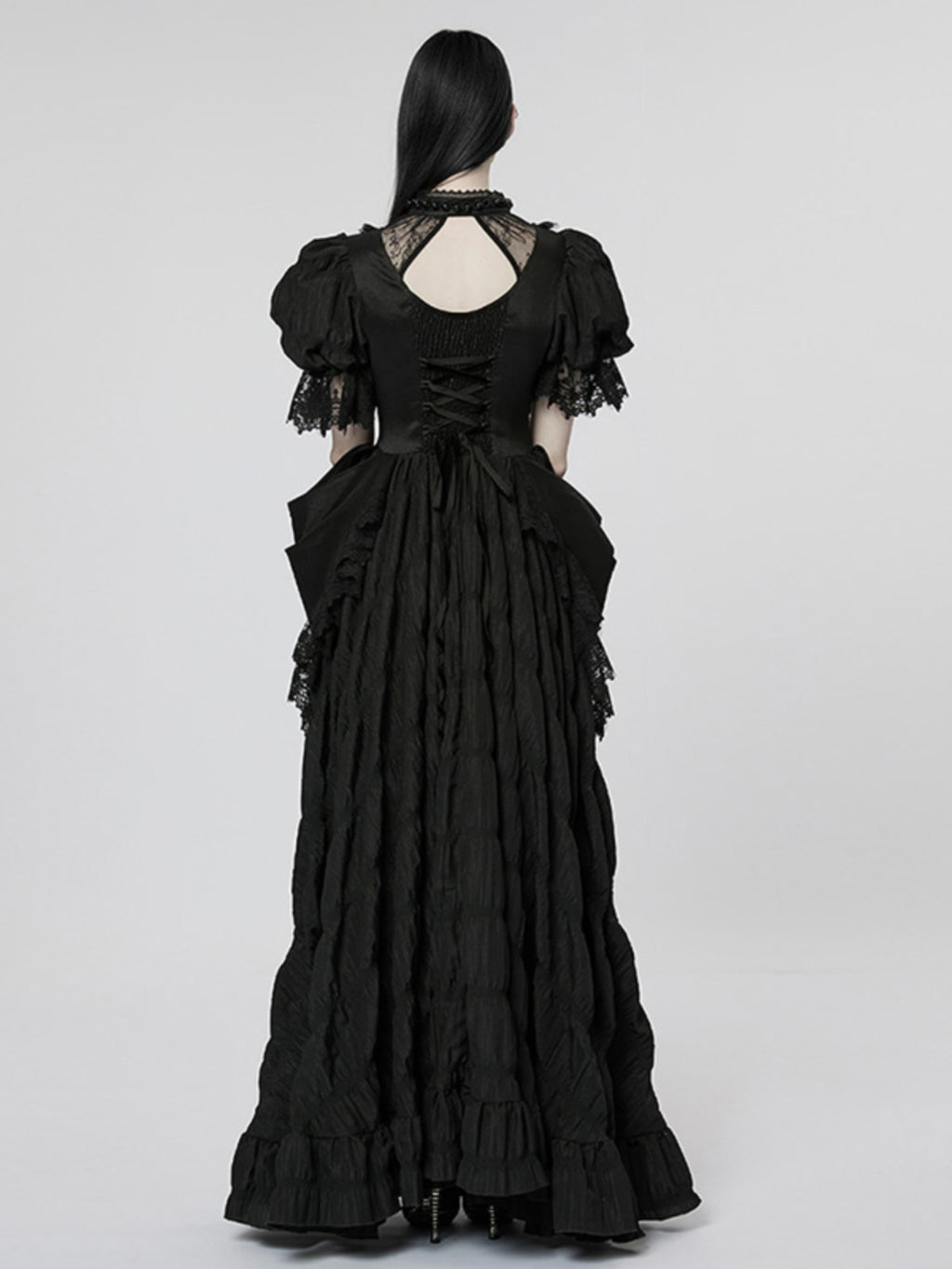 Layered Gown Short-Sleeve Luxury Dress