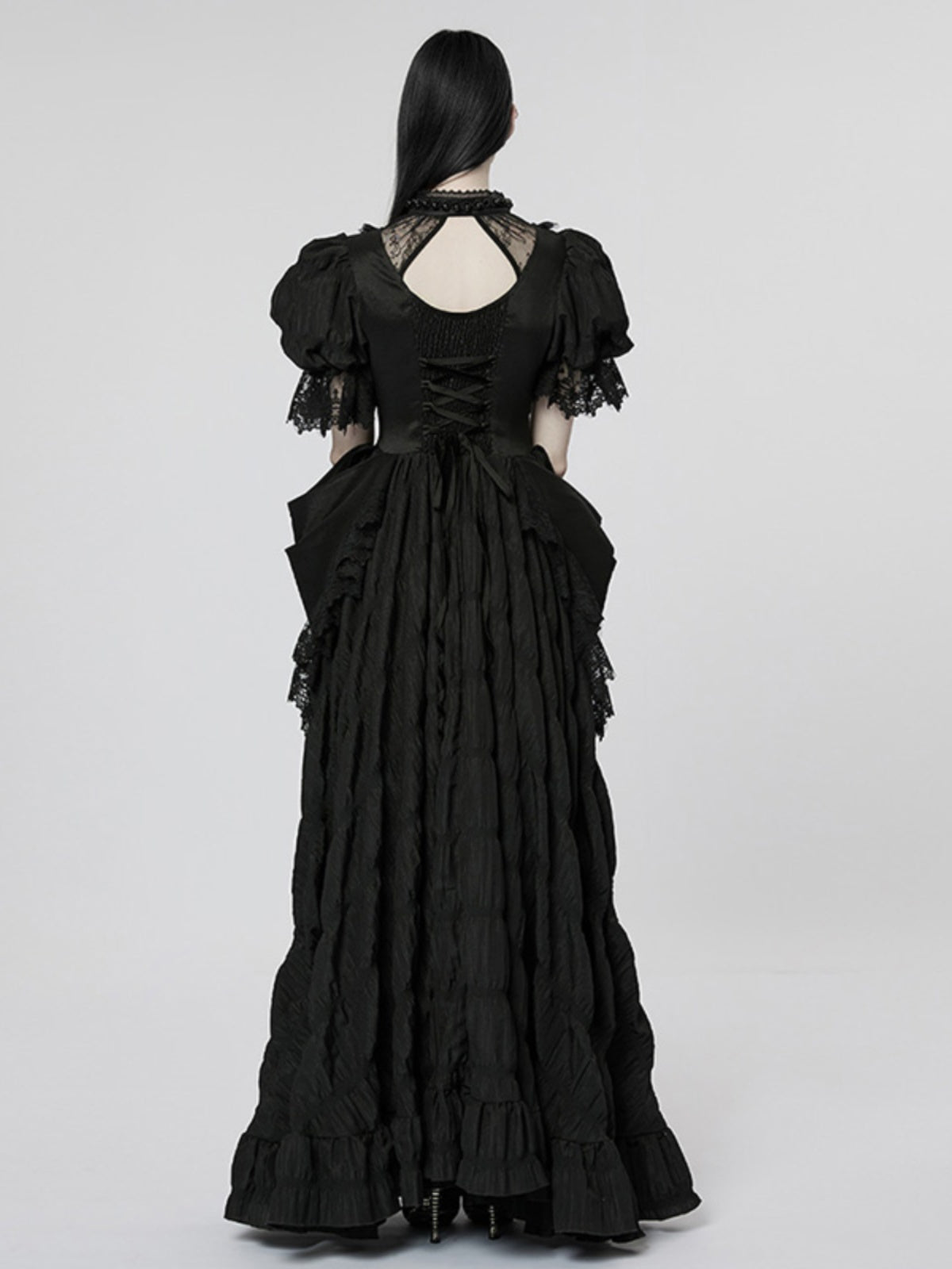 Layered Gown Short-Sleeve Luxury Dress