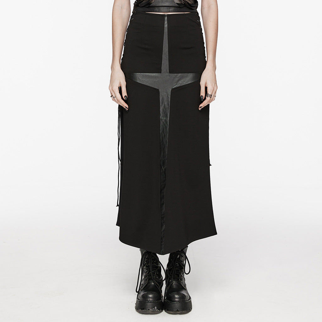High-slit punk bodycon maxi skirt