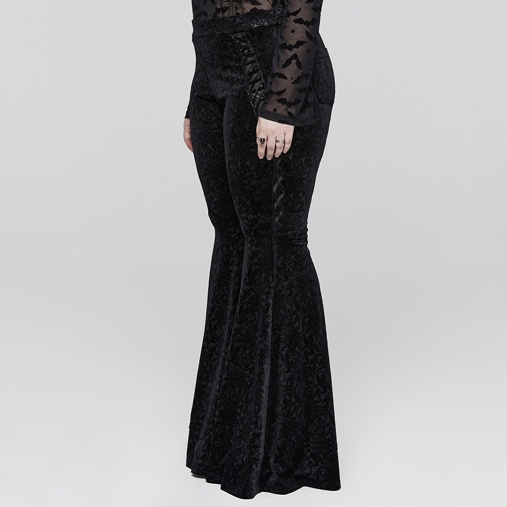 Jacquard Velvet High-Waist Flare Pants