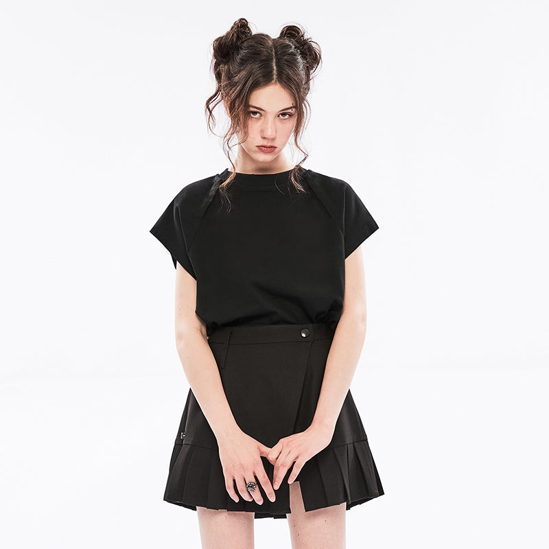 Punk Off-Shoulder Black Tee