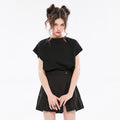 Punk Off-Shoulder Black Tee