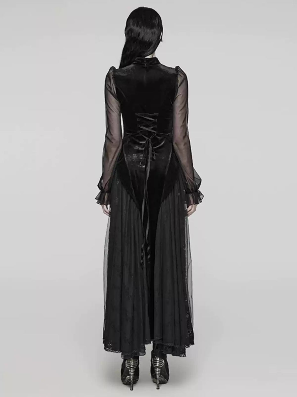Velvet Lace Black Evening Gown