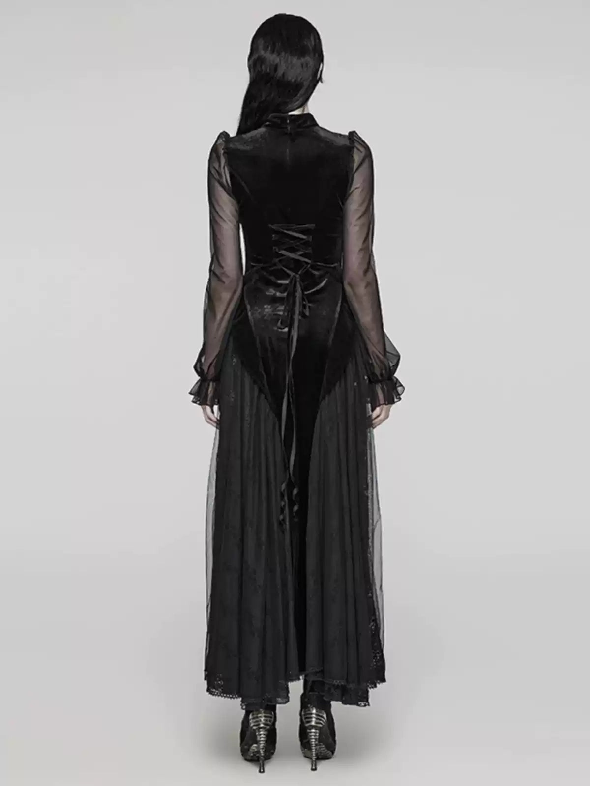 Velvet Lace Black Evening Gown