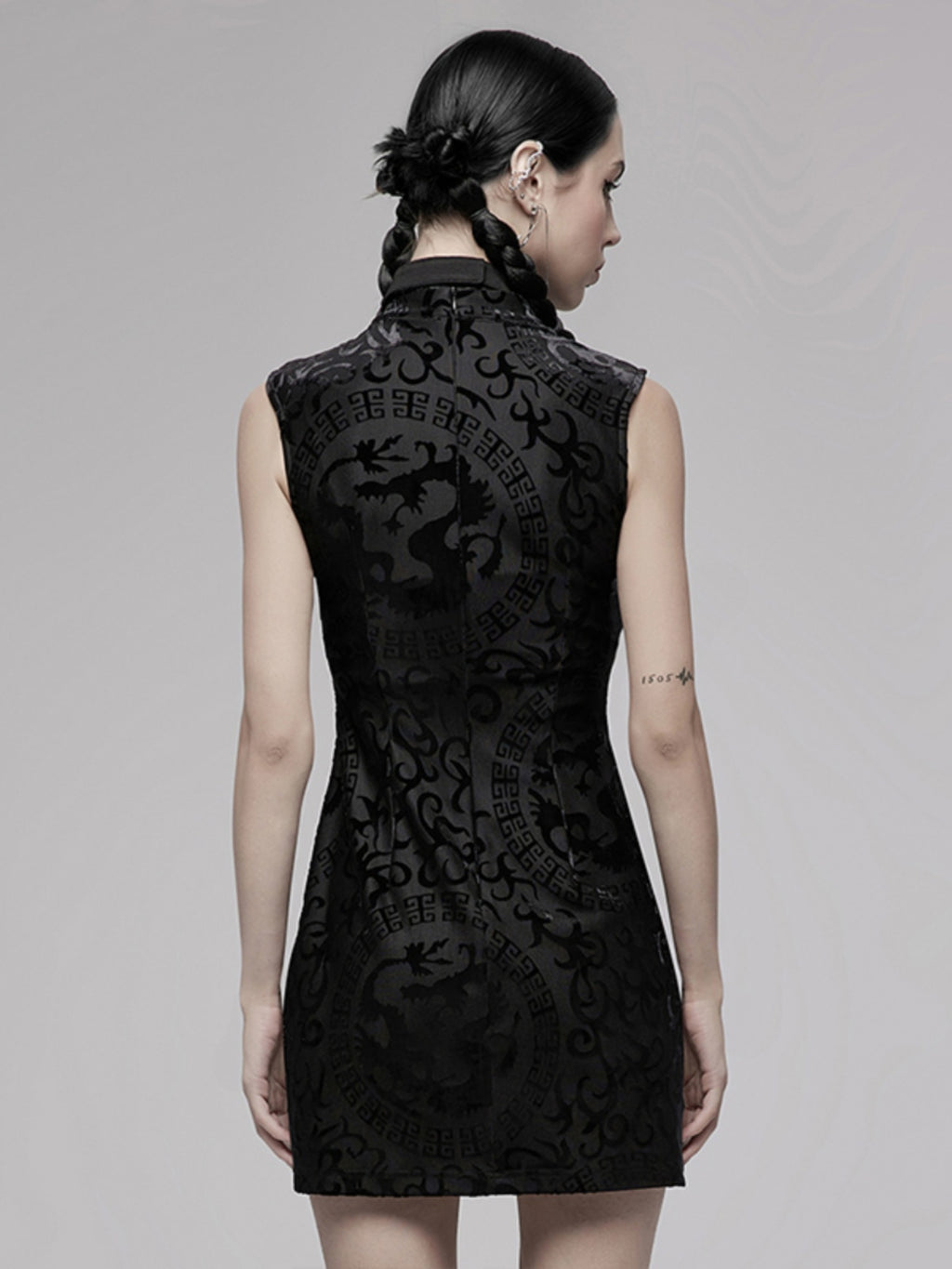 Cyberpunk Chinese-Style Print Qipao Dress
